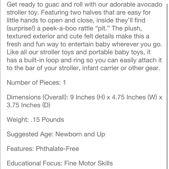 Adorable Avacado Car Seat Toy - Picture 9 of 9